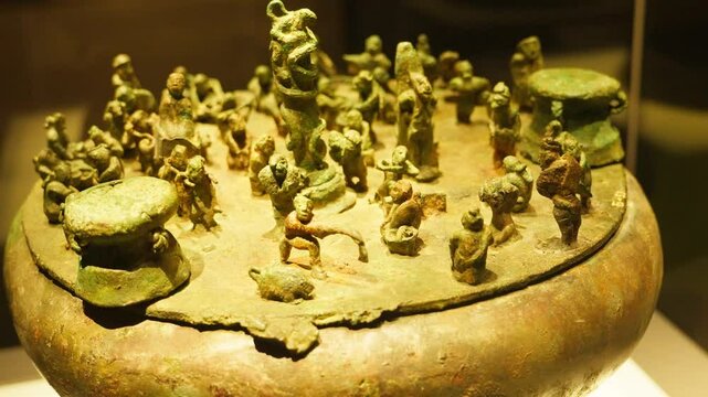 Bronze Sculpture Ancient Ethnic Artifact from Yun Yunnan Provincial Museum&mdash;capturing muscular form, symbolic presence, and the spiritual artistry of ancient regional metallurgy.
