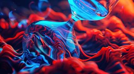  Swirling Organic Textures Abstract Hourglass with Neon Colors, Symbolizing Biological Rhythms Flow