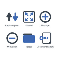 Internet speed, Expand, Plus Sign, Minus sign, Folder, Document Export, icon