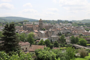 Vue d'ensemble du village, village d'Eymoutiers, département de la Haute Vienne, France