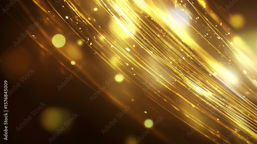 Poster dynamic golden bokeh background with light streaks perfect for celebratory themes and elegant design