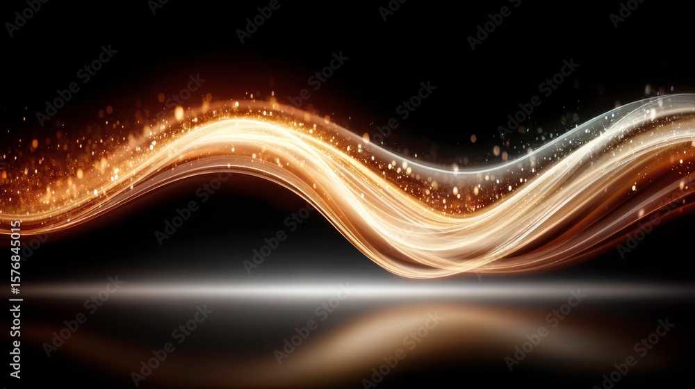 Poster dynamic golden bokeh light streaks background with soft glow for bright and elegant visuals in vario