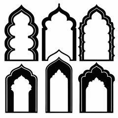 Islamic arch frames with decorative patterns border
