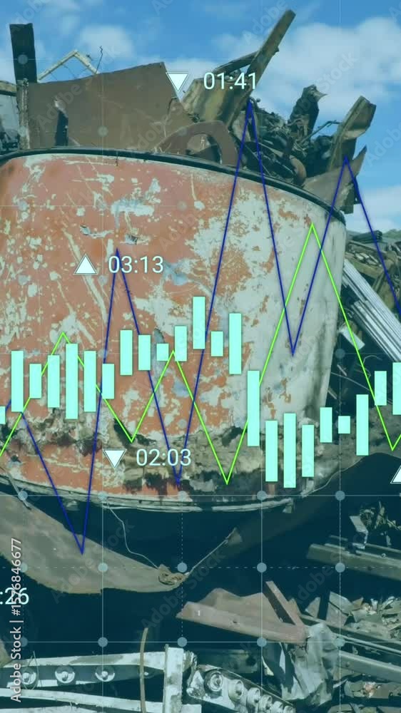Poster animation of data processing over rubbish dump