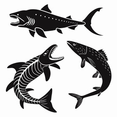 Prehistoric armored fish silhouettes prehistoric fish ancient fish
