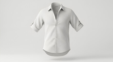 Elevated Studio Shot of a Light Gray Linen Shirt.