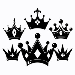 Royal crowns with ornate gem cutouts and pointed spikes regal monarchy