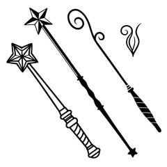 Wizard magic wand collection star swirl ornate fantasy