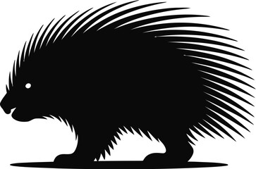 Black porcupine silhouette animal white