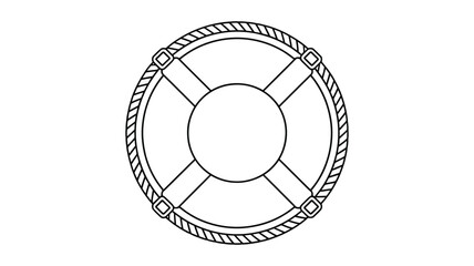 Simple line drawing of a nautical life preserver ring with rope detail