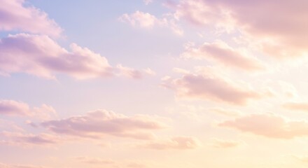 Fototapeta premium Pastel Pink And Orange Sunset Sky With Fluffy Clouds