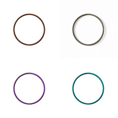 Silk scrunchie set in assorted colors isolated on white background  