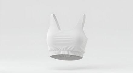 Minimalist White Sports Bra Clean Design on Seamless Background.