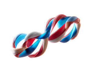 Twisted ribbon with red, blue, and beige