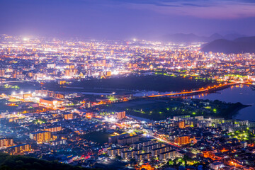香川県　屋島　獅子の霊巌展望台からの夜景