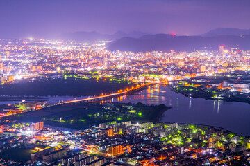 香川県　屋島　獅子の霊巌展望台からの夜景