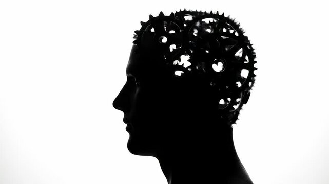 Silhouette of a head with gears