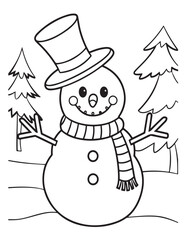 Happy Christmas coloring pages, coloring book, black and white, line art, Vector illustration, Christmas printable Coloring Page, winter, holiday, Christmas Art