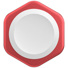Hexagon button. Price tag. 3D illustration.