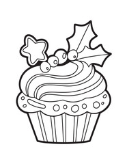 Happy Christmas coloring pages, coloring book, black and white, line art, Vector illustration, Christmas printable Coloring Page, winter, holiday, Christmas Art