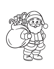 Happy Christmas coloring pages, coloring book, black and white, line art, Vector illustration, Christmas printable Coloring Page, winter, holiday, Christmas Art