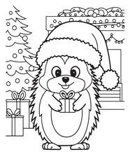 Happy Christmas coloring pages, coloring book, black and white, line art, Vector illustration, Christmas printable Coloring Page, winter, holiday, Christmas Art