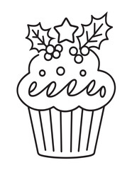 Happy Christmas coloring pages, coloring book, black and white, line art, Vector illustration, Christmas printable Coloring Page, winter, holiday, Christmas Art