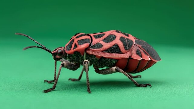 Closeup red and black insect