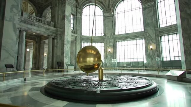 Foucault Pendulum Swing &ndash; Cinematic Physics Experiment Scene