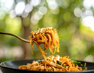 Obraz premium Pad See Ew Noodles on Fork