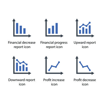 decrease report, progress report, Upward report, Downward report, Profit increase, Profit decrease, icon