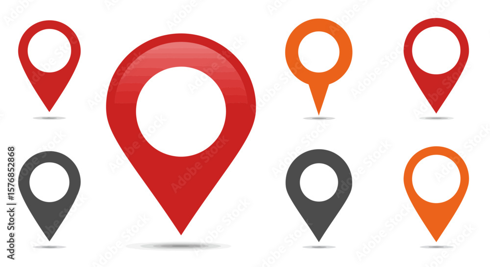 Poster colorful set of map pointer icons for navigation and location purpose