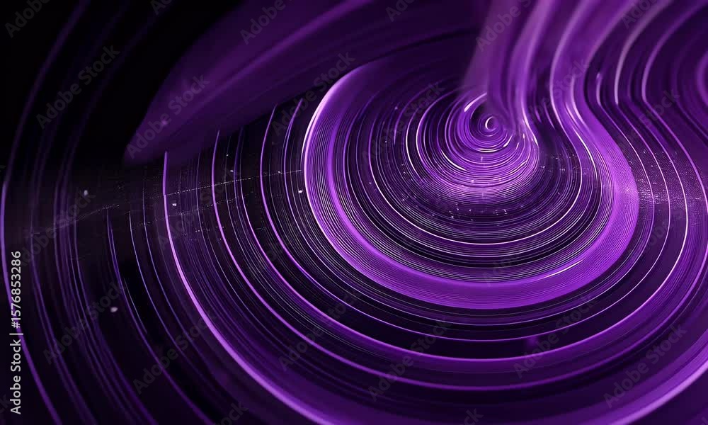 Poster a purple background with swirling lines and dots, representing the complex nature of artificial inte