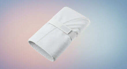 A white folded bathrobe on a gradient background against a subtle and balanced backdrop