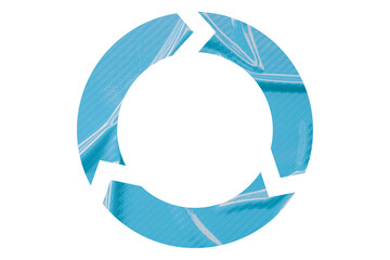 Light blue recycle symbol paper isolated on transparent background