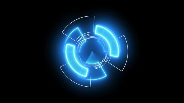 Cyberpunk style. Circle technology elements set. Futuristic hud interface.Sci fi space station corridor or futuristic spacecraft interior. Futuristic CPU panel with glowing HUD circle.
