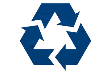 Obraz premium Blue recycle symbol paper isolated on transparent background