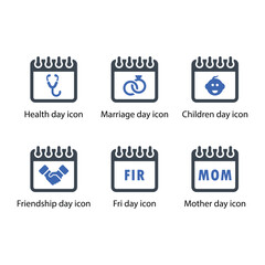 Health day, Marriage Day, Children Day, Friendship Day, Fri Day, Mother Day, icon