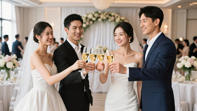 happy bride and groom