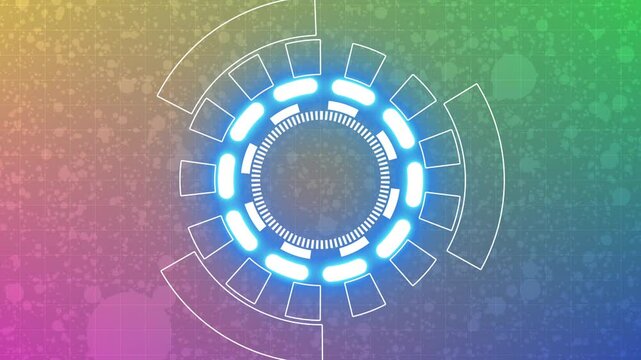 Cyberpunk style. Circle technology elements set. Futuristic hud interface.Sci fi space station corridor or futuristic spacecraft interior. Futuristic CPU panel with glowing HUD circle.