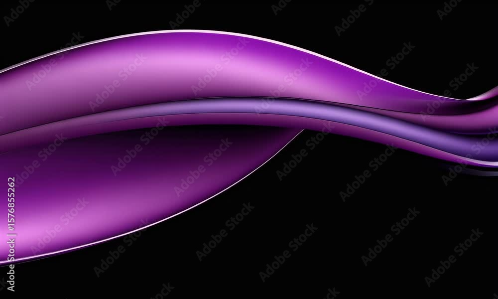 Aufkleber a close-up of the edge and curves of an abstract purple form on a black background, rendered in a fl