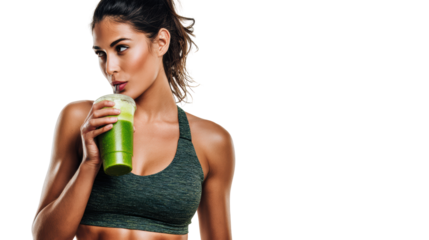 Fit woman enjoying a green smoothie, healthy lifestyle, fitness, nutrition.