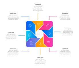 Modern Infographic design elements for your business data with 8 options, parts, steps, timelines or processes, Circle round concept. Vector Illustration.	