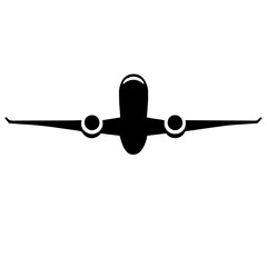 Black and white silhouette vector of a Airplane on white background