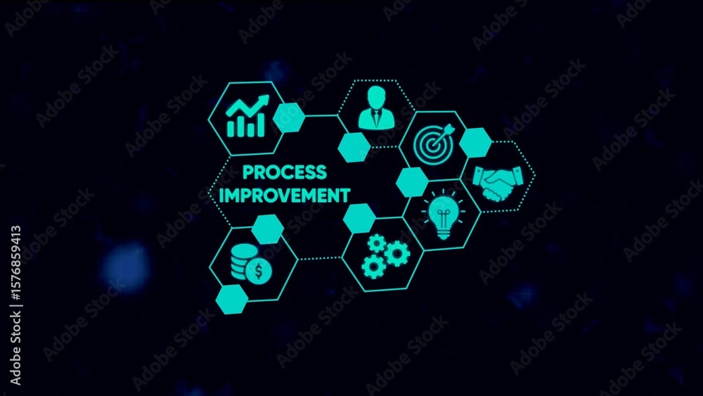 Aufkleber conceptual visualization of process improvement with growth analysis and business collaboration