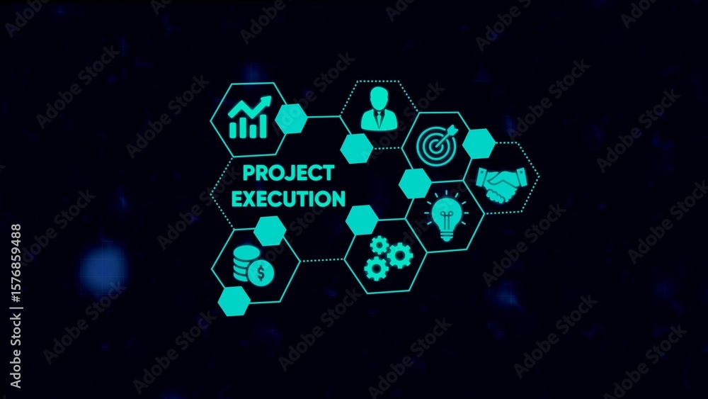 Aufkleber project execution diagram illustrating business strategy workflow and successful management processe