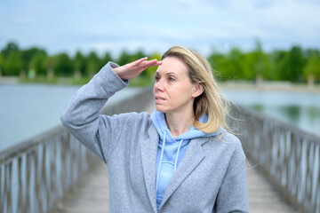 Blonde Woman Looking Into Distance