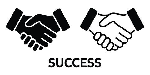 Fototapeta premium Two Hands Shake in Agreement, Business Deal Icon with Success Inscription