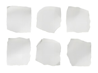 torn blank pages with uneven texture edges. set of ripped white paper sheets png isolated on...