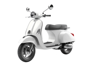 3D white scooter icon isolated on transparent background. PNG